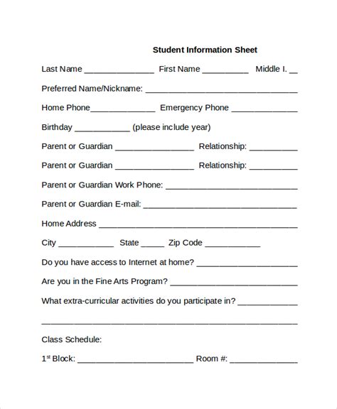 Online Student Information Sheet System.